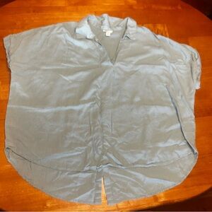 Cato Sage Green Short Sleeve Blouse with button detail on back